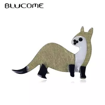 Blucome, яркие броши с лаской на заказ, булавки из искусственной кожи, акриловые украшения, женские и детские украшения, аксессуары для путешествий серый