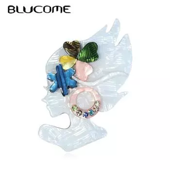 Blucome яркие модные женские акриловые броши большая смола милая женская брошь из смолы булавки для женской одежды ювелирные изделия белый