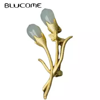 Blucome Ретро персонализированная универсальная брошь с магнолией для женщин и мужчин костюм пальто булавки для хиджаба подарки золотой
