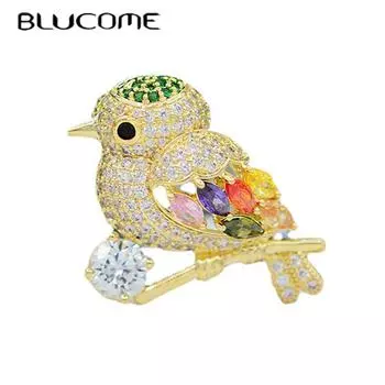 Blucome Роскошные красочные кубический циркон брошь в виде птицы золотого цвета животное медная брошь женская свадьба банкетный корсаж булавки для лацканов подарки золотой