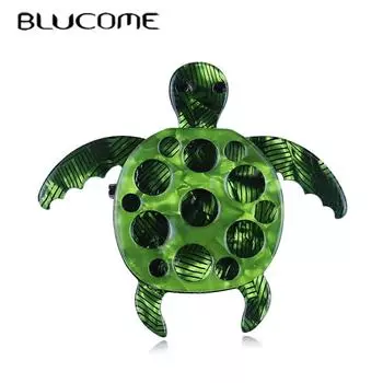 Blucome, ручная работа, броши-черепахи для плавания для женщин, унисекс, милые животные, вечерние повседневные булавки, детские подарки, ювелирные аксессуары зелёный