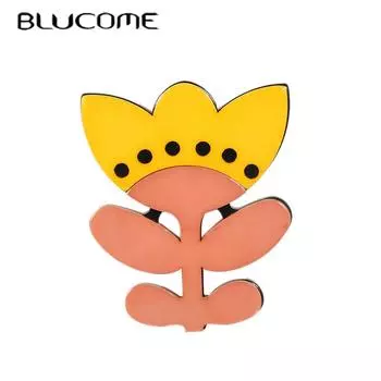 Blucome ручной работы разноцветные акриловые броши с цветами для женщин и мужчин, свитер, шарф, пряжка, булавки для хиджаба, качество синий