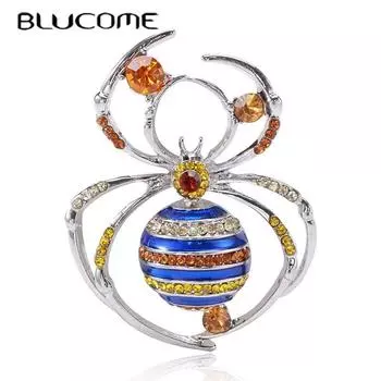 Blucome сплав масло капает брошь-паук модный костюм индивидуальный воротник булавка женский детский костюм шляпы аксессуары синий