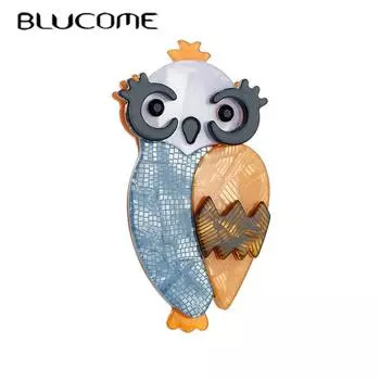 Blucome странная сова броши женские стильные акриловые материалы милый значок животного подарки на день рождения булавки аксессуары ювелирные изделия оранжевый