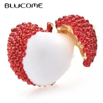 Blucome Sweet Litchi Броши для женщин красная эмаль вкусные очаровательные фрукты вечерние офисная брошь на булавке подарки красный