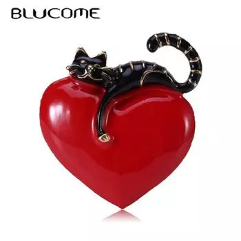 Blucome, трансграничная продажа, стиль, креативный дизайн, брошь с изображением кота «Любовь», аксессуары для одежды, брошь-корсаж чёрный