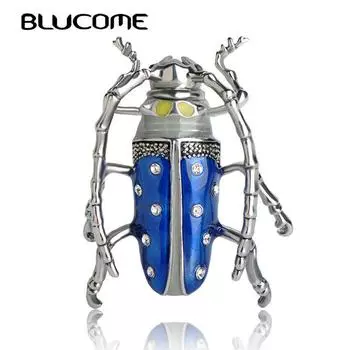 Blucome винтажная синяя брошь в виде насекомых, броши-цикады, женские и детские подарки для одежды, аксессуары, сплав, эмаль, булавки для корсажа, ювелирные изделия зелёный