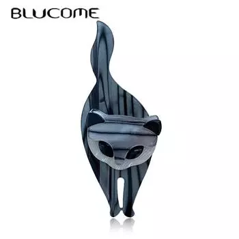 Blucome винтажные акриловые броши ручной работы на заказ с изображением кота для женщин, повседневная вечерние брошь с изображением мультяшного животного, булавки, подарки