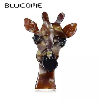 Blucome, высокое качество, большие броши-жирафы, женские унисекс, ручная работа, Arcylic, вечерние повседневные броши с животными, булавки, подарки коричневый
