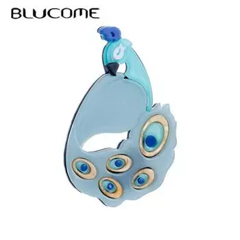 Blucome, женская стильная брошь из акрилового материала, высокое качество, женские броши в форме павлина, Прямая поставка, ювелирные изделия для девочек синий
