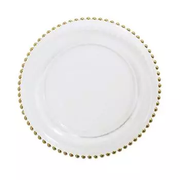 Блюда в западном стиле Тарелка для стейка Набор столовых приборов для дома Банкетный десерт Золотая тарелка Европейская стеклянная тарелка с золотистым перламутром Тарелки