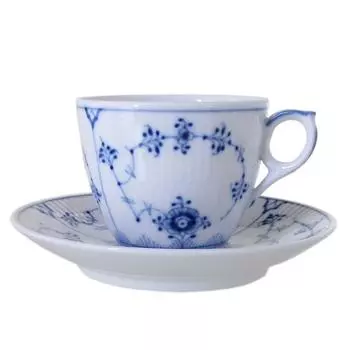Блюдце для кофейной чашки Royal Copenhagen 101 Blue Fluted Plain 071 (Простое кружево) & [Элемент]