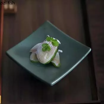 Блюдо для димсамов на высоких ножках Керамическая десертная тарелка Тарелка для чая Тарелки для суши Поднос для закусок Ваза для фруктов чёрный