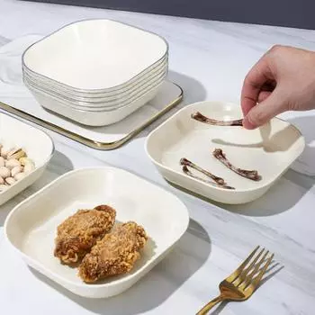 Блюдо для еды, гладкая поверхность, тарелка для закусок, фруктов, плоское дно, пластиковая тарелка для плевания костей для домашней кухни A