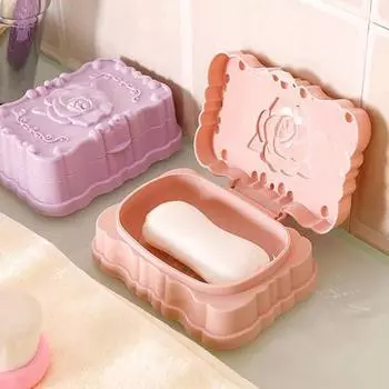 Блюдо для хранения мыла, практичная пылезащитная роза, портативный держатель для мыла, ящик для хранения для путешествий, деловых поездок, дома розовый