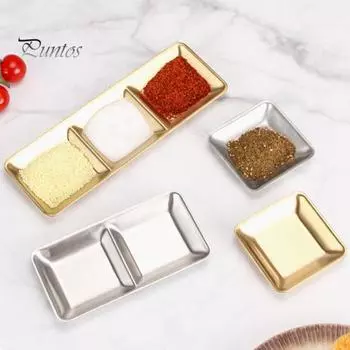 Блюдо для макания из нержавеющей стали 304, 1/2/3 отделения, пищевой многофункциональный горячий горшок, барбекю, соус, специи, кетчуп, поднос для сервировки закусок 3Grids золотистый
