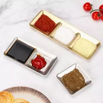 Блюдо для макания из нержавеющей стали 304, 1/2/3 отделения, пищевой многофункциональный горячий горшок, барбекю, соус, специи, кетчуп, поднос для сервировки закусок 3Grids золотистый