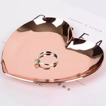 Блюдо для полотенец для ванной, штабелируемое в форме сердца, легко чистится, металлическая текстура, прочное для хранения, антикоррозийная, нержавеющая сталь розового золота