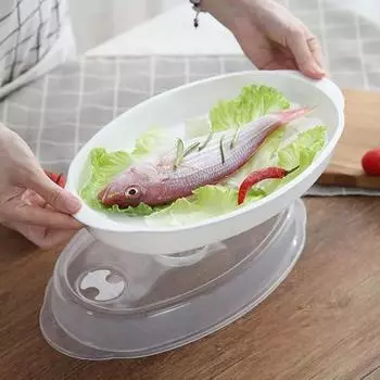 Блюдо для приготовления рыбы в микроволновой печи с прозрачной крышкой, пароварка для дома