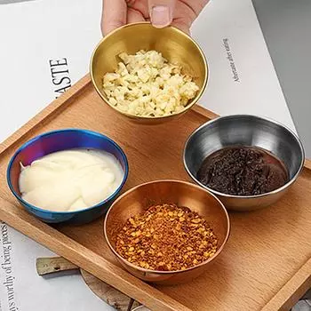 Блюдо для приправ из нержавеющей стали, многофункциональная миска для соевого соуса, прочная круглая тарелка для томатной пасты, кухонные принадлежности серебряный