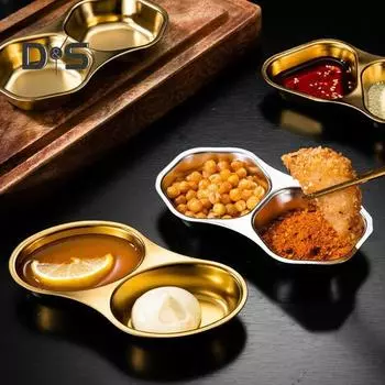 Блюдо для соуса из нержавеющей стали, штабелируемая, легко чистящаяся тарелка для приправ шестиугольной, треугольной, овальной формы Triangle серебряный