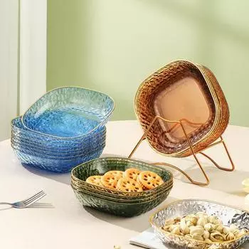 Блюдо для вертелов, многофункциональная утолщенная основа, легкая полупрозрачная тарелка для хранения в роскошном стиле, товары для дома белый