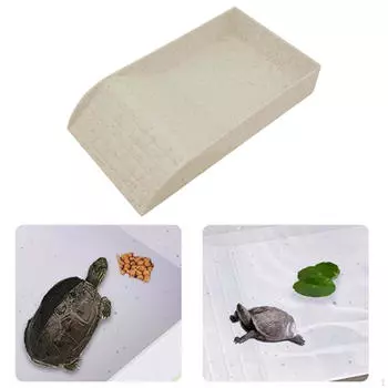 Блюдо для воды для рептилий в среде обитания ящериц с кормушкой для черепах с пандусом для бородатого дракона white and S