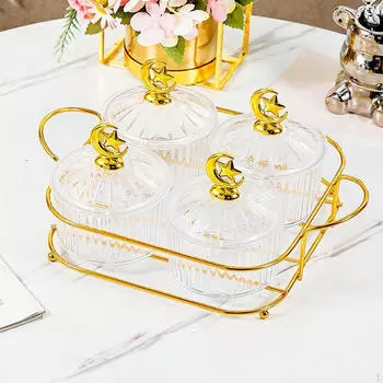 Блюдо для закусок с четырьмя отделениями, поднос для орехов и сухофруктов для мероприятий чистый