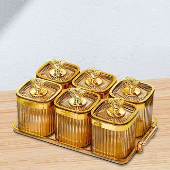 Блюдо для закусок с крышкой, поднос для подачи фруктов с отделениями для празднования Amber