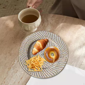 Блюдо из ратана для сервировки в деревенском стиле белый