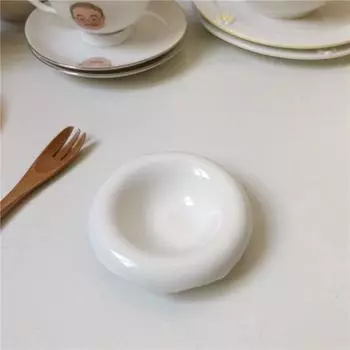 Блюдо Пухлая керамическая миска для соуса, белая откидная тарелка для приправ, мини-блюдо для медового уксуса, миска для соуса, витрина для ювелирных изделий белый