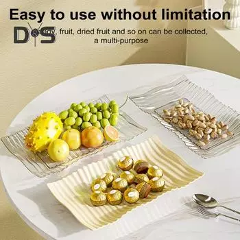 Блюдо с фруктами, сервировочный поднос, праздничные тарелки для развлечения, многоразовые подносы для еды, печенье, закуски, десерты чистый