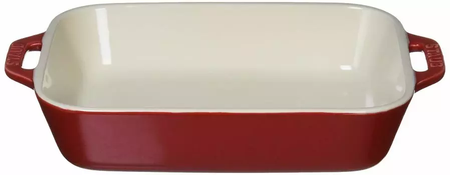 Блюдо Staub Dish Cherry 20 x Керамическое блюдо для запекания, подходит для использования в духовке и микроволновой печи, японское блюдо Прямоугольное 16 см [Авторизованный продукт] 40508-585 вишня
