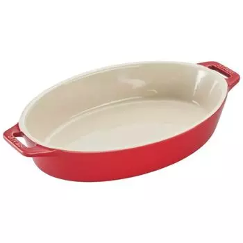 Блюдо staub, керамическое блюдо для запекания Cherry, подходит для использования в духовке, в микроволновой печи, японское блюдо овальное, 23 см [Авторизованный продукт] 40508-606 вишня