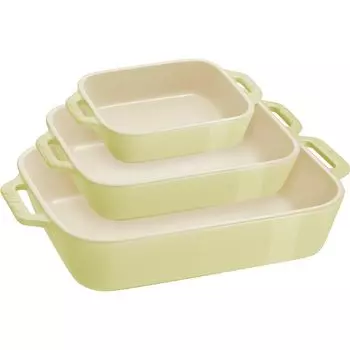 Блюдо staub x 11 см 20 x 16 см Набор из 3 предметов Набор для макарон Керамический блюдо для запекания Подходит для использования в духовке в микроволновой печи Японская тарелка Прямоугольная (14 / / 27x20см) Зеленый