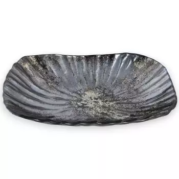 Блюдо Стеклянная Тарелка Овальное Блюдо Тарелка Большая Черный Золотой 19см Sairan J-kitchens чёрный