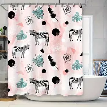 Blue and white striped shower curtain waterproof fabric for bathroom decor modern design in 3D printed polyester available in di 90x180cm