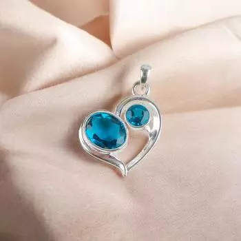 Blue Apatite Gemstone 925 Sterling Silver Jewelry Heart Pendant For Wedding Gift CP-3-11