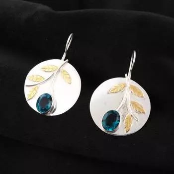 Blue Apatite Gemstone 925 Sterling Silver Women Jewelry Handmade Earrings 1.73 EE-176-16