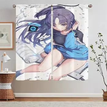 Blue Archive Cheap Things With Free Shipping for Home Interior Curtains for Living Room Tulle in Kitchen Home and Decoration W50xH70cmx2pcs-CL