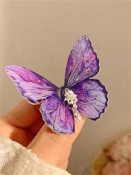 Blue Butterfly Hairpins New Acrylic Elegant Metal Tassel Hair Clips For Women Hanfu Antique Party Hair Accessories