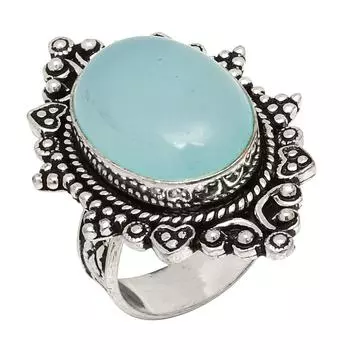 Blue Calsi Gemstone Handmade Silver Jewelry 8.5
