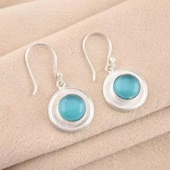 Blue Cat s Eye 925 Fine Silver Gemstone Jewelry Handmade Earrings 1.40 For Mom EE-4-48