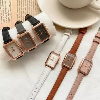 Blue City [6 цветов] квадратные кожаные женские наручные часы из металлической кожи