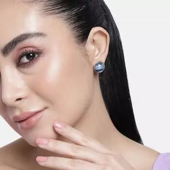 Круглые серьги-гвоздики синего цвета