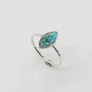Blue Copper Turquoise Marquise Gemstone Ring, Handmade Ring, 925 Silver Ring, Stackable Ring, Bezel Ring, Women Ring 6