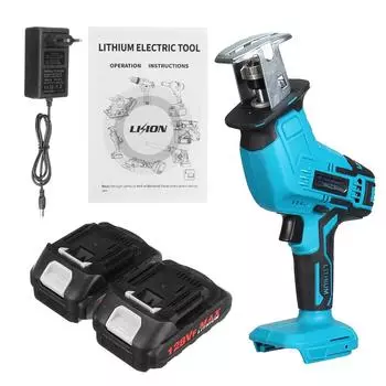 Blue Cordless Electric Reciprocating Saw with 1/2PC Li-ion Battery PVC Wood Metal Pipe Cutting Tool 1*Battery