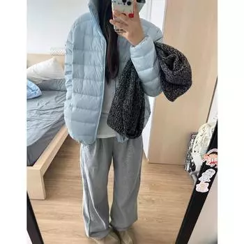 Blue cotton clothes women s winter small 2024 new sense bread clothes thickened warm hooded cotton coat S синий