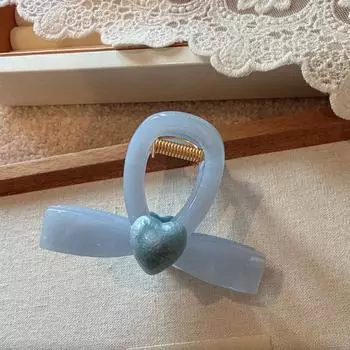 Blue Crystal Heart Claw Clip, Elegant Hair Claw for Half-Up Styles, Premium Quality, Hair Clip For Thick Hair, Perfect Gift