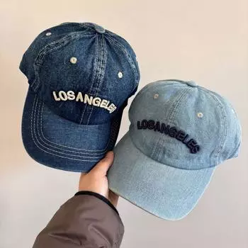 Blue denim baseball cap women s summer 2025 new hat wide brim big head circumference show face small cap tide M56-58cm светло-синий